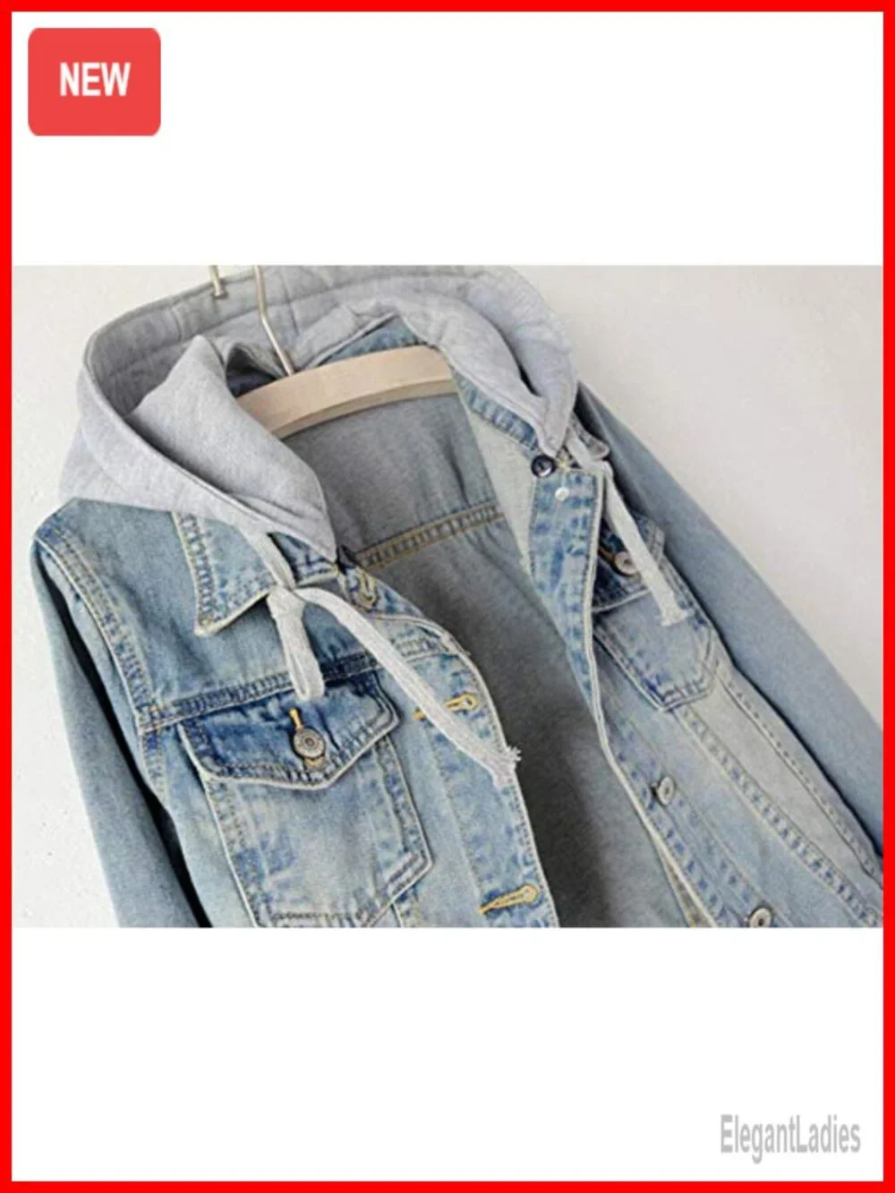 Women's Detachable Hoodie Denim Jacket Cotton Polyester